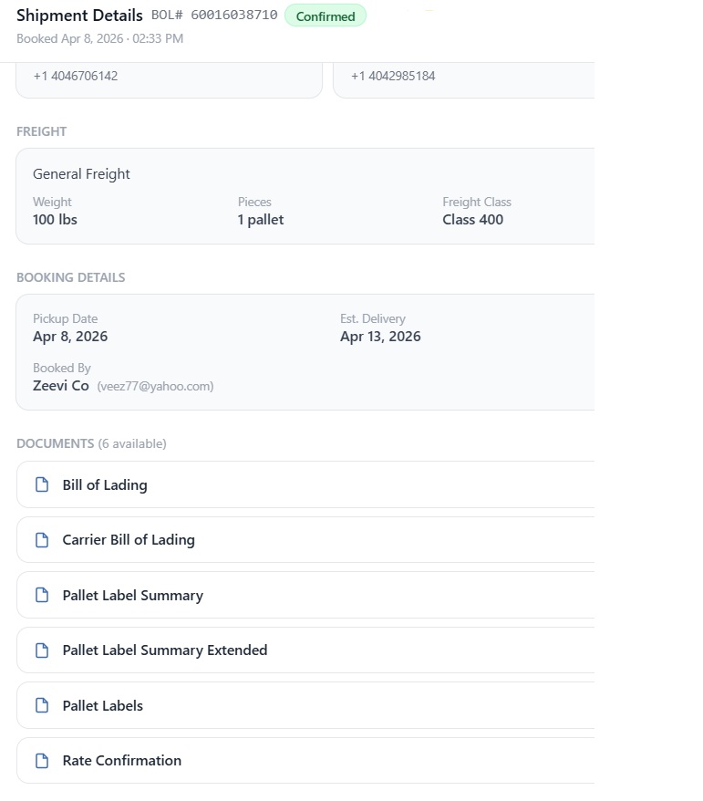 biziShip.ai — Shipment details confirmed